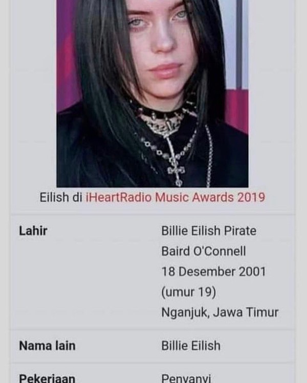 Heboh! Billie Eilish Lahir di Nganjuk Jawa Timur, Ini Faktanya