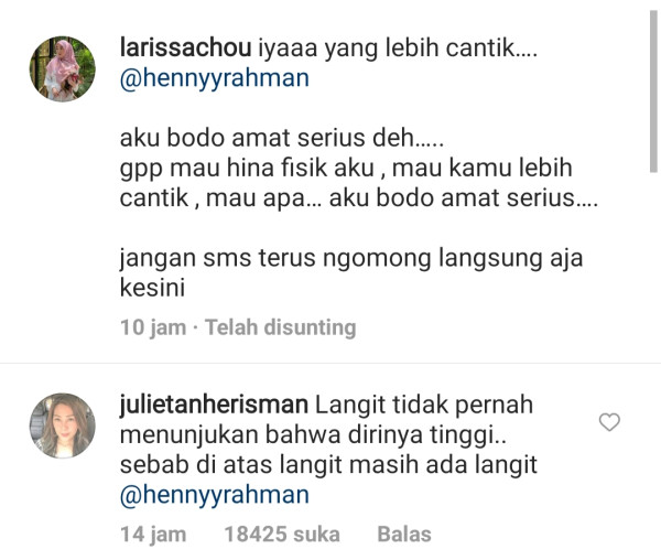 Anaknya Dihina, Ibunda Larissa Chou Tegur Henny Rahman