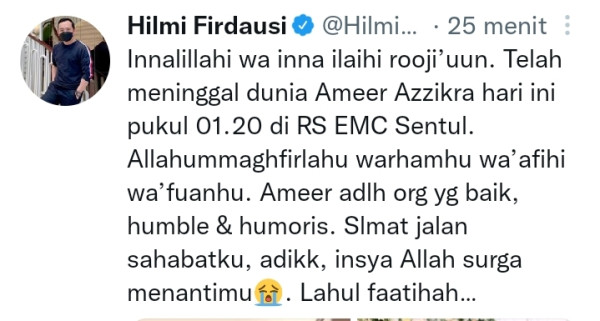 Putra Almarhum Ustaz Arifin Ilham, Ameer Azzikra Meninggal Dunia