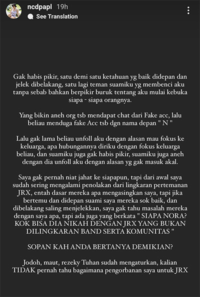Nora Alexandra Curhat Dibenci Beberapa Sahabat Jerinx SID: Nggak Habis Pikir