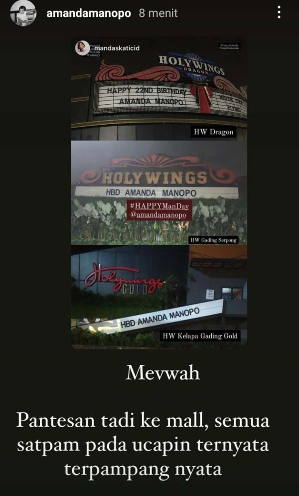 Ulang Tahun, Amanda Manopo Dapat Ucapan Spesial di Billboard Holywings