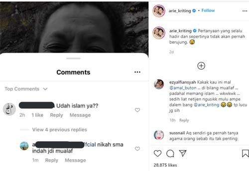 Sering Dikira Mualaf, Arie Kriting Tegaskan Penganut Islam sejak Lahir