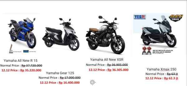 Pesta Diskon 12-12, Motor Yamaha Diskon Hingga Rp2,5 Juta di Lazada