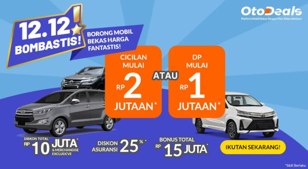 Harbolnas, OtoDeals Berikan Tawaran DP Mobil Bekas Mulai Rp1 Jutaan