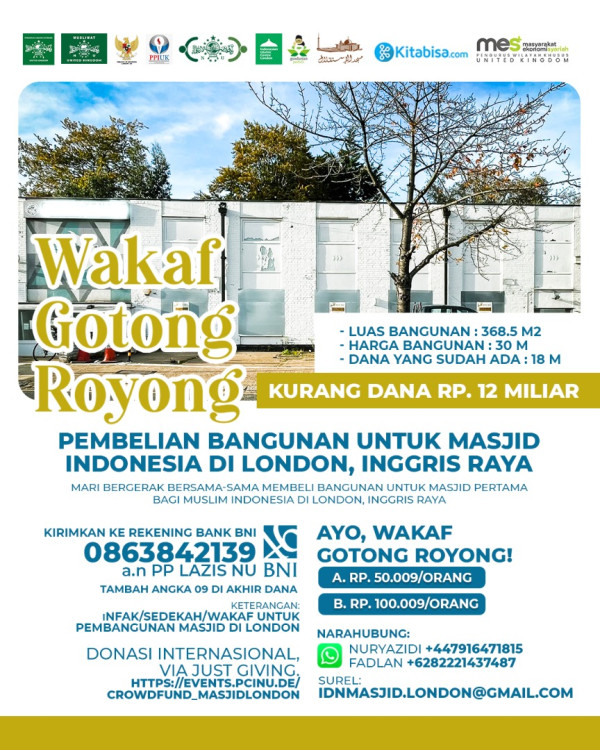 Wakaf Gotong Royong, Nahdliyyin Inggris Dirikan Masjid Indonesia di London
