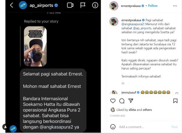 Ernest Prakasa Kesal Hasil Tes Swab Tak Diperiksa Petugas Bandara Soekarno Hatta