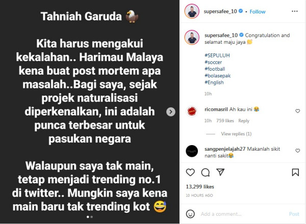 Akui Kehebatan Indonesia, Safee Sali Pertanyakan Program Naturalisasi Malaysia