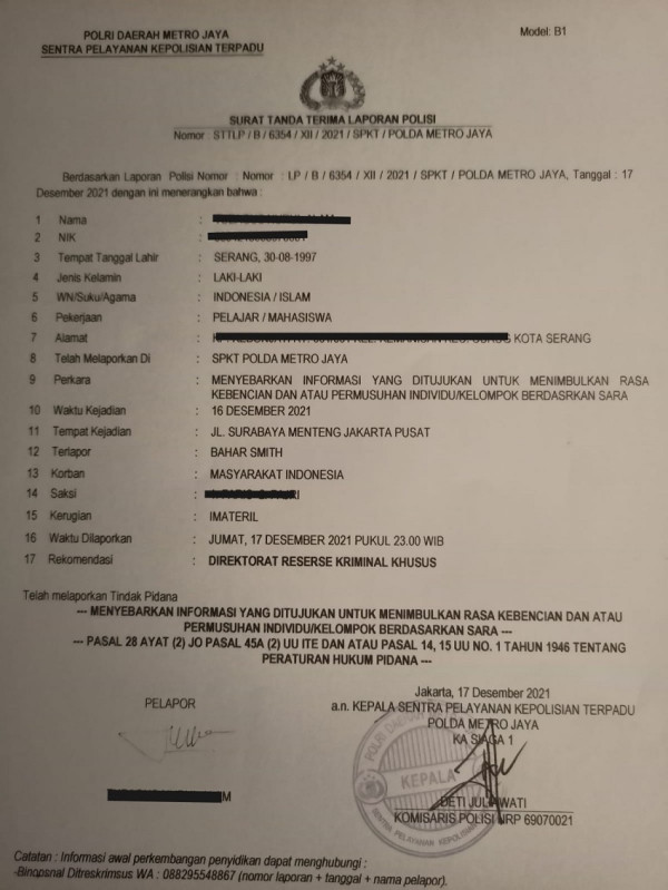 Habib Bahar Dilaporkan ke Polda Metro Jaya, Ada Apa?
