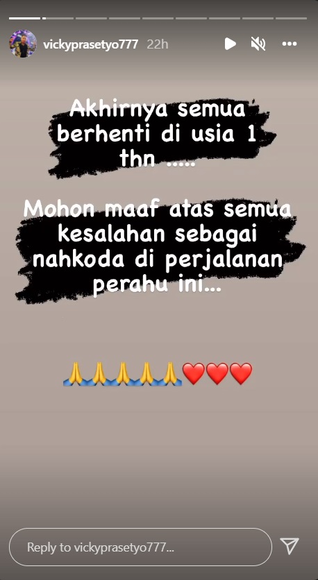 Vicky Prasetyo Tulis Kalimat Perpisahan, Cerai dengan Kalina Ocktaranny?