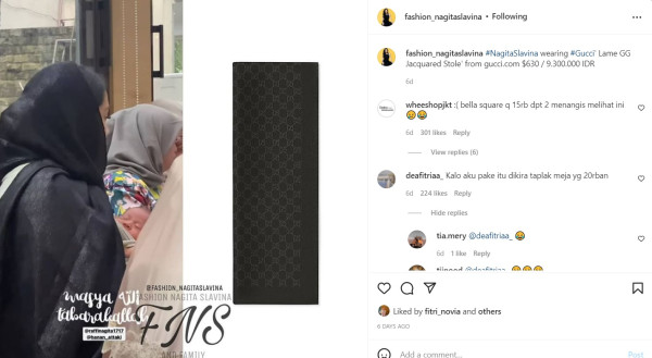 Bikin Heboh! Nagita Slavina Pakai Kerudung Mirip Taplak Meja Seharga Rp9,3 Juta