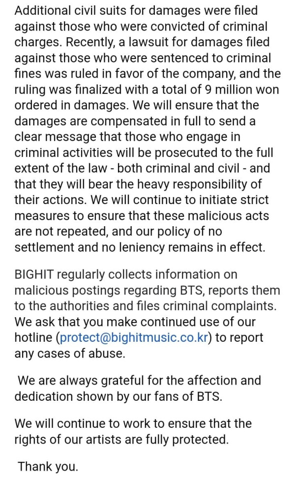 BTS dan BigHit Dapat Ratusan Juta Rupiah dari Haters