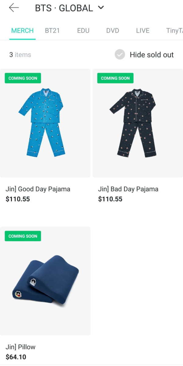 Jin BTS Kaget Piyama dan Bantalnya Dijual Mahal oleh HYBE