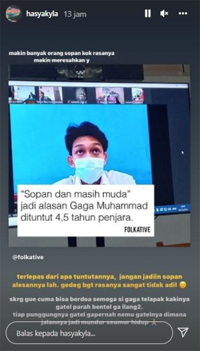 Gaga Muhammmad Dihukum Ringan karena Sopan, Eks JKT48 Nyumpahin: Semoga Telapak Kakinya Gatel