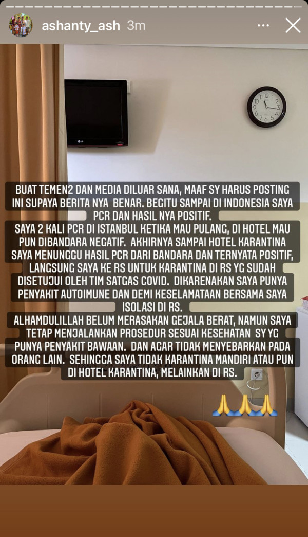 Ashanty Jalani Isolasi di Rumah Sakit Usai Positif Covid-19