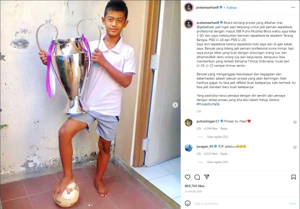 Sukses Jadi Pesepak Bola Profesional, Pratama Arhan: Bermula dari Hobi