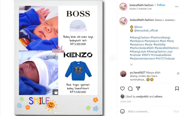 Baby Leslar Pakai Outfit Seharga Rp5,3 Juta, Warganet: Setara Uang Semesterku