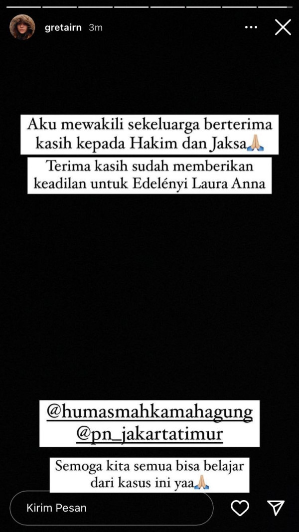 Gaga Muhammad Dipenjara 4,5 Tahun, Kakak Laura Anna Ucapkan Terima Kasih pada Hakim