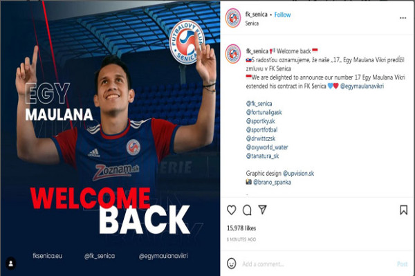 Egy Maulana Vikri Tiba di Slowakia, FK Senica Resmi Perbarui Kontraknya