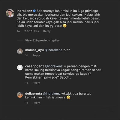 Indra Kenz Kena Semprot Netizen Gara-Gara Bahas Privilege