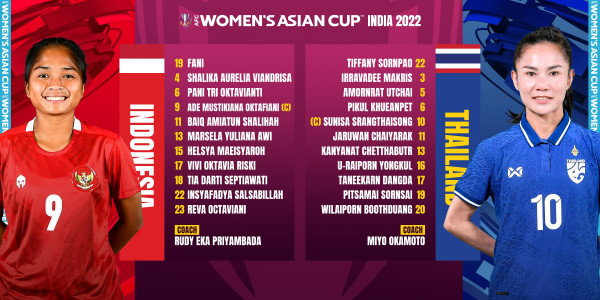 Piala Asia Wanita 2022: Susunan Pemain Indonesia vs Thailand