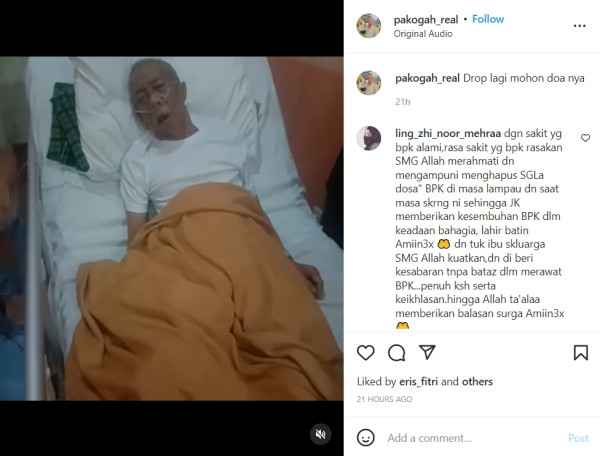 Kodisi Kesehatan Pak Ogah Kembali Menurun, Mohon Doanya