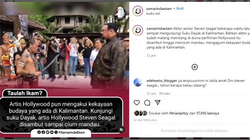 Aktor Steven Seagal Kunjungi Kalimantan, Aksi Cium Mandaunya Jadi Sorotan