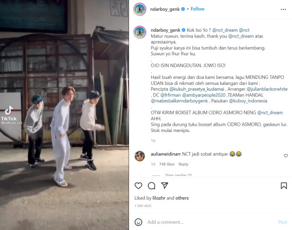 NCT Dream Joget Mendung Tanpo Udan, Ndarboy Genk: Ojo Isin Dangdutan