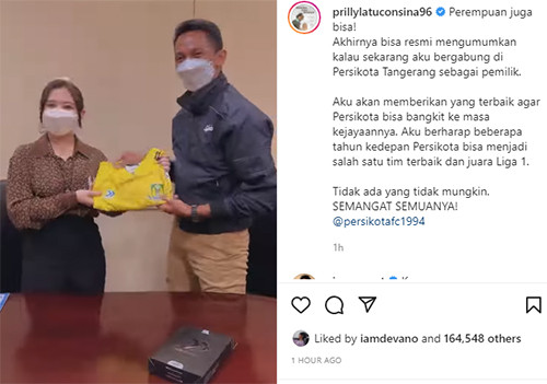 Prilly Latuconsina Beli Klub Persikota, Netizen: Bangga!