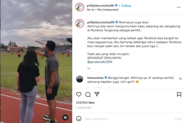 Wow! Artis Cantik Prilly Latuconsina Resmi Jadi Pemilik Persikota