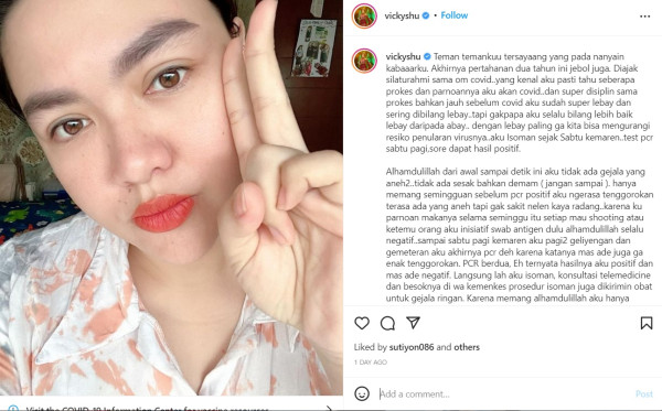 Vicky Shu Positif Covid-19, Alami Sakit Tenggorokan hingga Gemetar