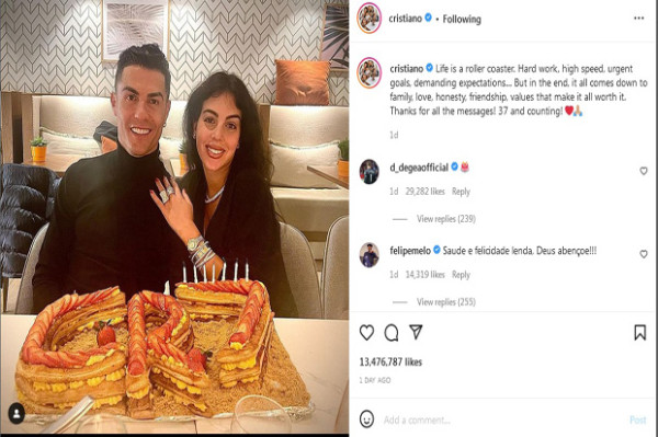 Cristiano Ronaldo Orang Pertama Miliki 400 Juta Pengikut di Instagram