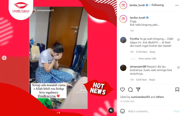 Viral Video Millen Cyrus Salat dan Berdoa Pakai Sarung, Banjir Pujian