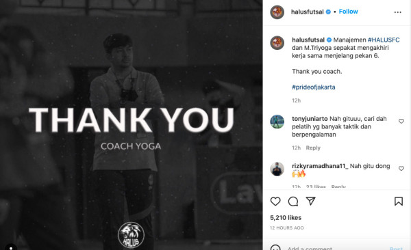Liga Futsal Profesional 2021: Raih Rentetan Hasil Buruk, Halus FC Resmi Pecat Pelatih
