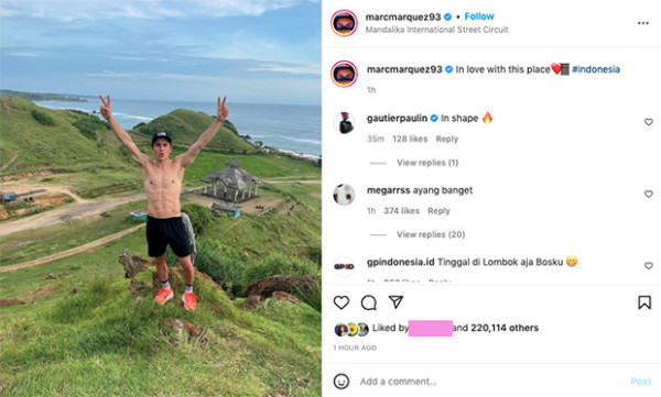 Marquez Pamer Perut Kotak-kotak di Mandalika, Netizen: Mau Peluk Ayang dari Belakang!