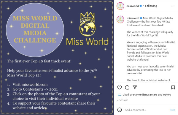 Miss World Gelar Fast Track Digital Media Challenge untuk Pertama Kalinya