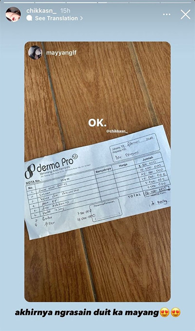 Mayang dan Chika Pamer Nota Pembayaran Perawatan Rp90 Juta, Netizen Ungkap Kejanggalannya