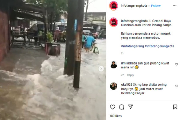 Tangerang Diguyur Hujan, Jalan Gempol Raya Tenggelam Mirip Banjir Bandang