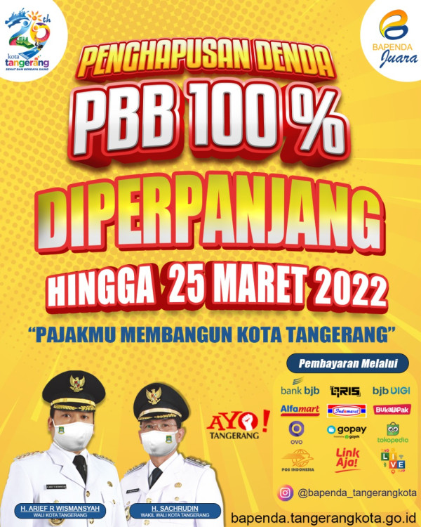 Penghapusan Denda PBB 100 Persen di Kota Tangerang Diperpanjang hingga 25 Maret