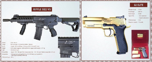 Prabowo Hadiahi Pangeran MBZ Senapan Serbu dan Pistol Berlapis Emas Buatan Pindad