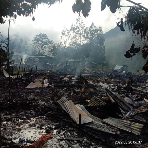Penampakan Puing Bekas Penyerangan dan Pembakaran KKB di Paniai Papua