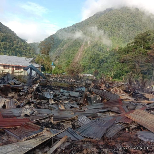 Penampakan Puing Bekas Penyerangan dan Pembakaran KKB di Paniai Papua