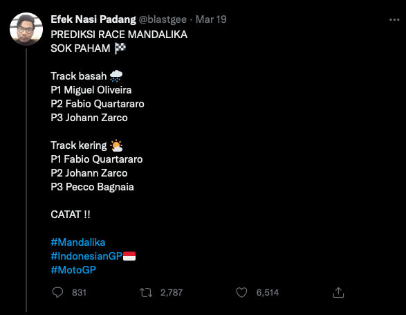 Luar Biasa! Kemenangan Miguel Oliveira di Sirkuit Mandalika Sudah Diprediksi Netizen Indonesia