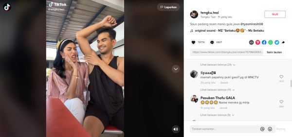 Tengku Tezi dan Tyas Mirasih Pamer Saling Cium Ketiak, Go Public?