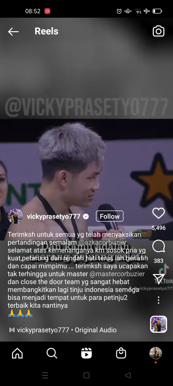 Tersungkur Lawan Azka Corbuzier di Ring Tinju, Vicky Prasetyo: Kamu Pria Kuat