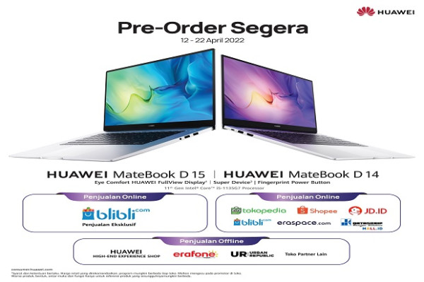 Laptop Cakep untuk Produktivitas Serba Cepat, HUAWEI MateBook D14 dan D15 Segera Meluncur di Indonesia