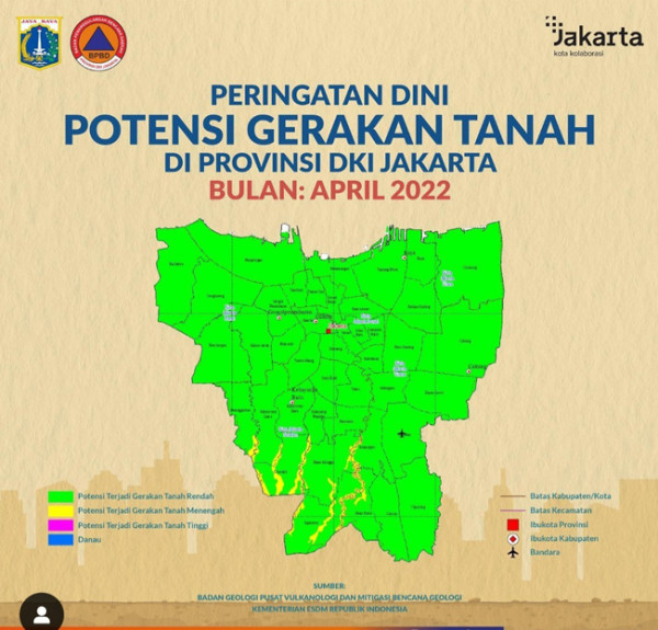Sejumlah Titik di Jaktim dan Jaksel Berpotensi Terjadi Pergerakan Tanah