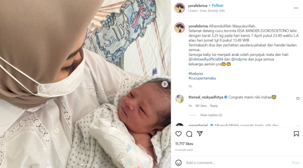 Issa Xander Djokosoetono, Nama Anak Nikita Willy dan Indra Priawan