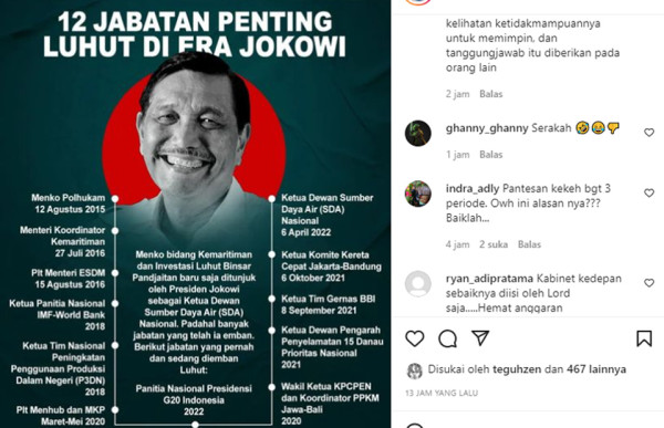 Luhut Sandang 12 Jabatan, Netizen: Pantesan Ngotot Minta 3 Periode