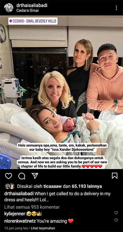 Nikita Willy Melahirkan, Kylie Jenner Komentari Unggahan Potretnya bersama Baby Issa