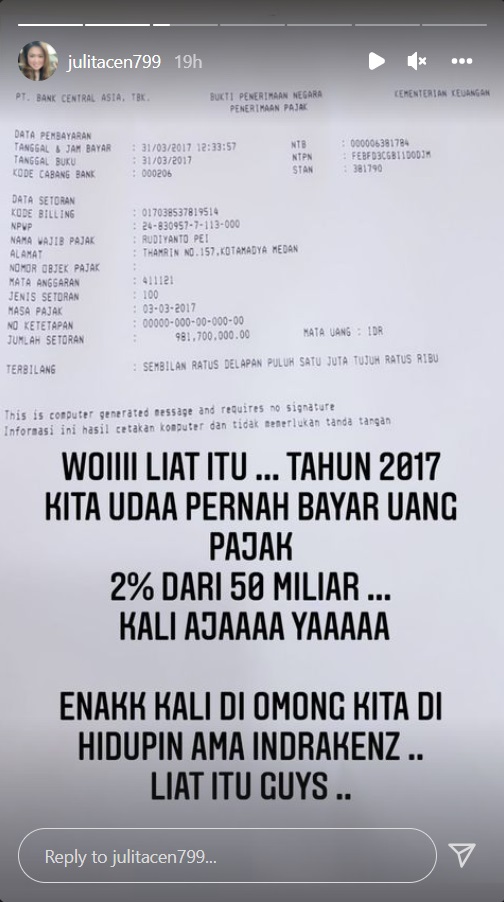 Anak dan Suami Jadi Tersangka, Ibu Vanessa Khong Pamer Bayar Pajak Rp981 Juta